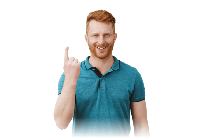 Man pointing at money